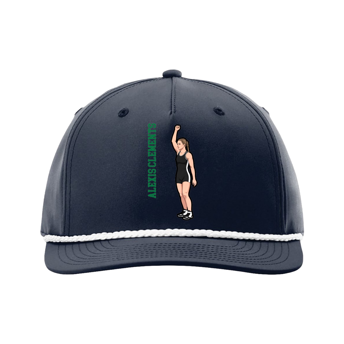 Five-Panel Classic Rope Cap — Name Vertical in Navy