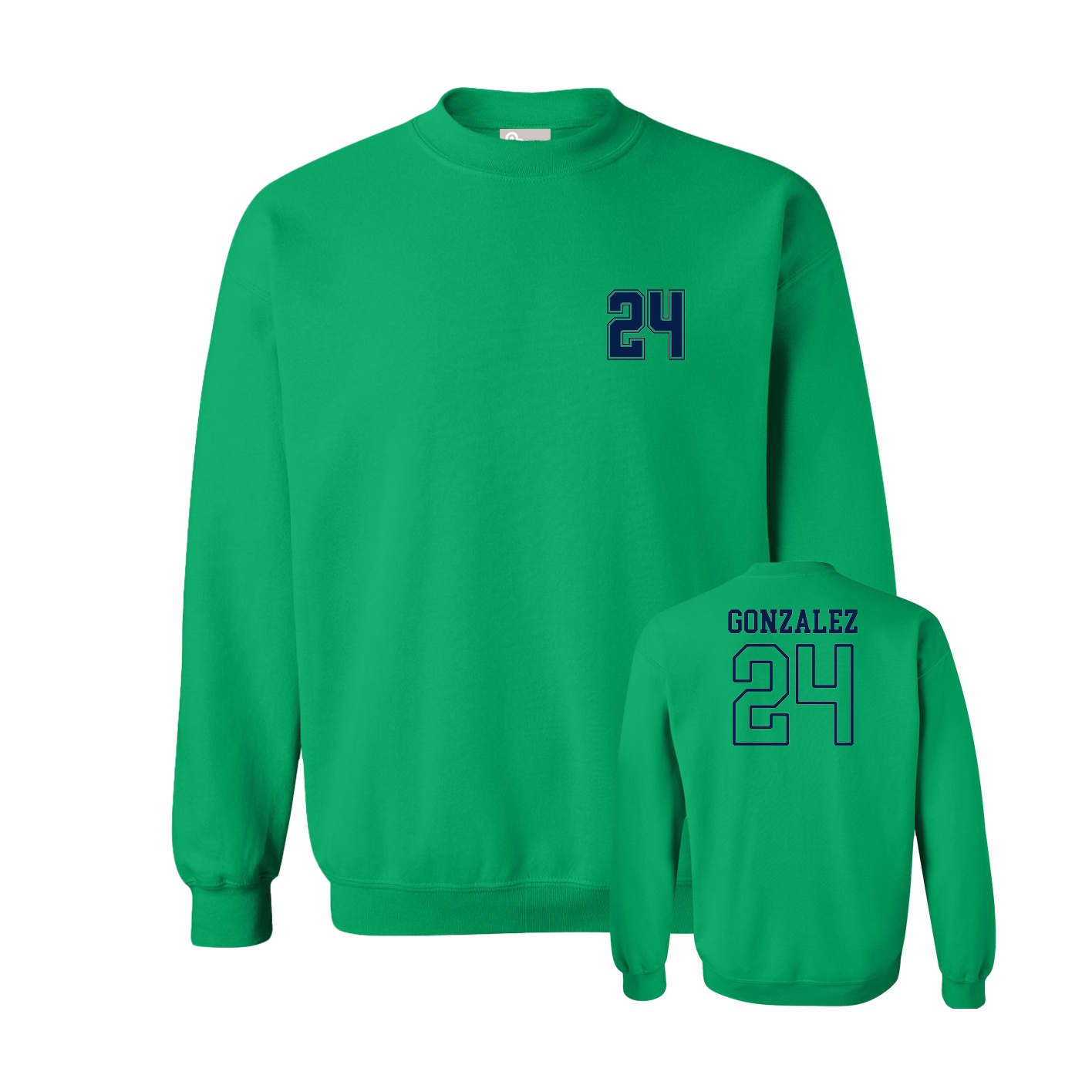 Fleece Crew — Chest Back in Green
