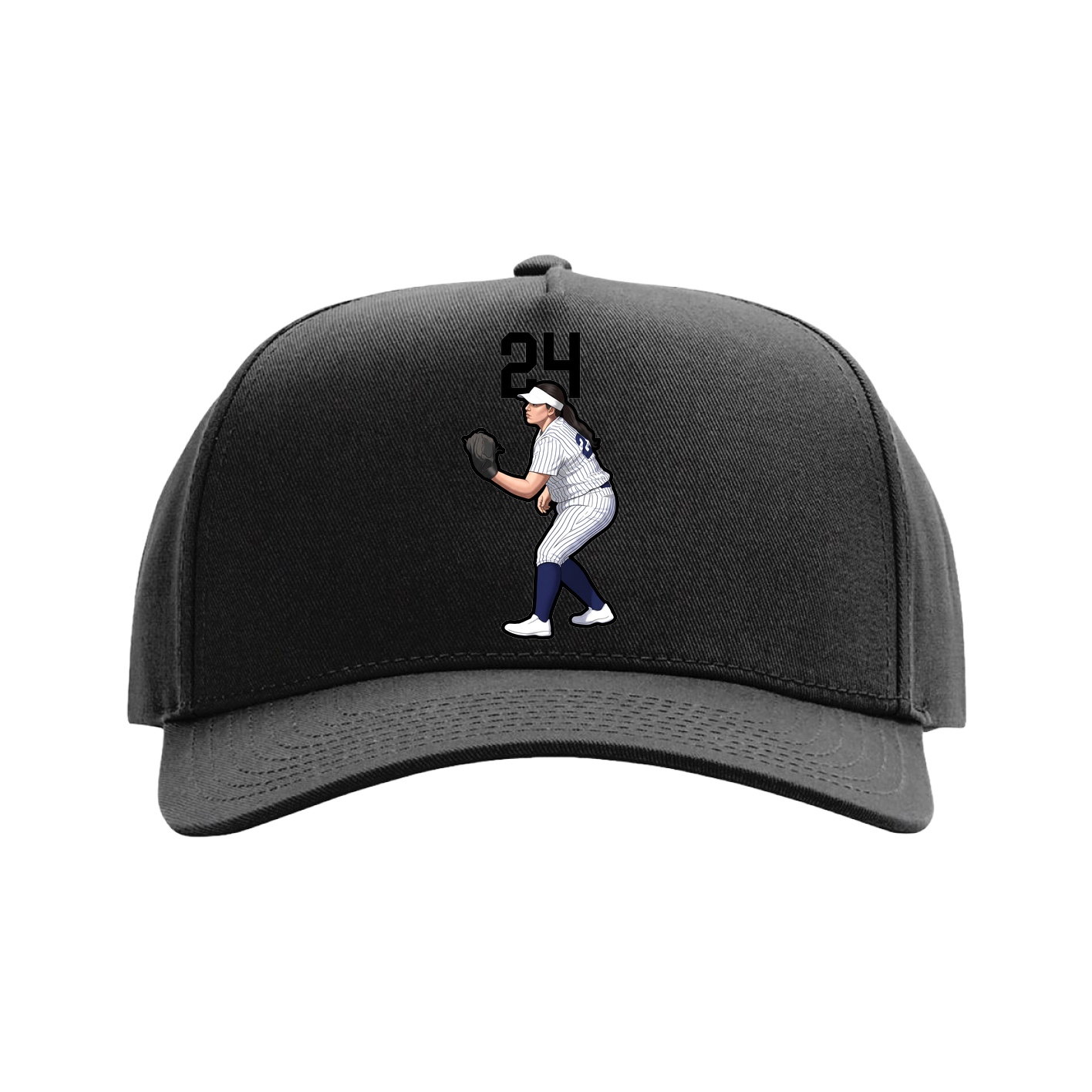 Full Fabric Five-Panel Champ Cap — Number Top in Black