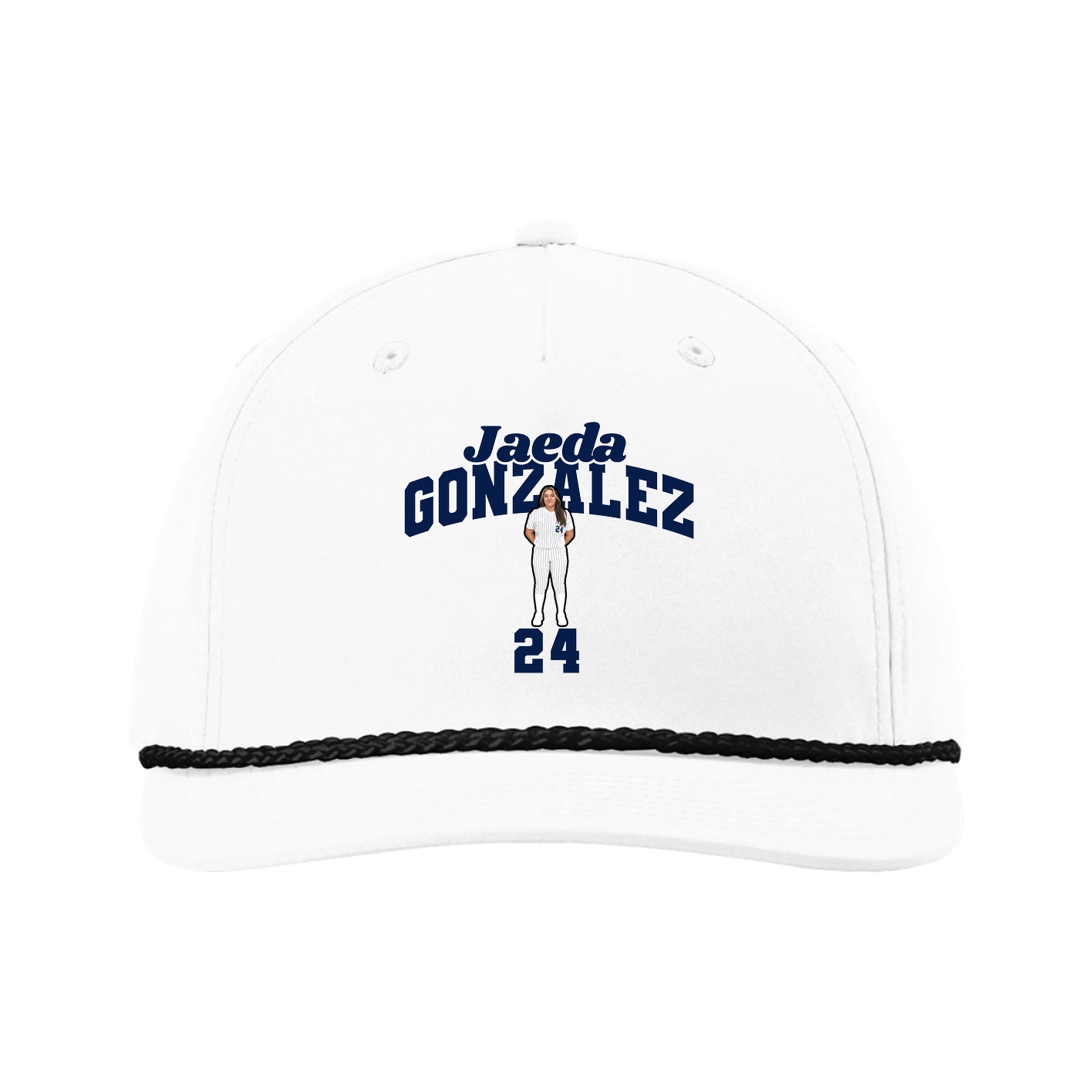 Five-Panel Classic Rope Cap — Signature Arch in White
