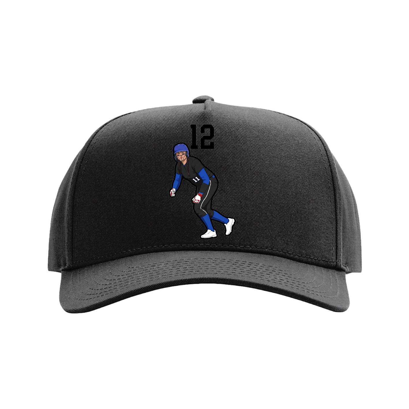 Full Fabric Five-Panel Champ Cap — Number Top in Black