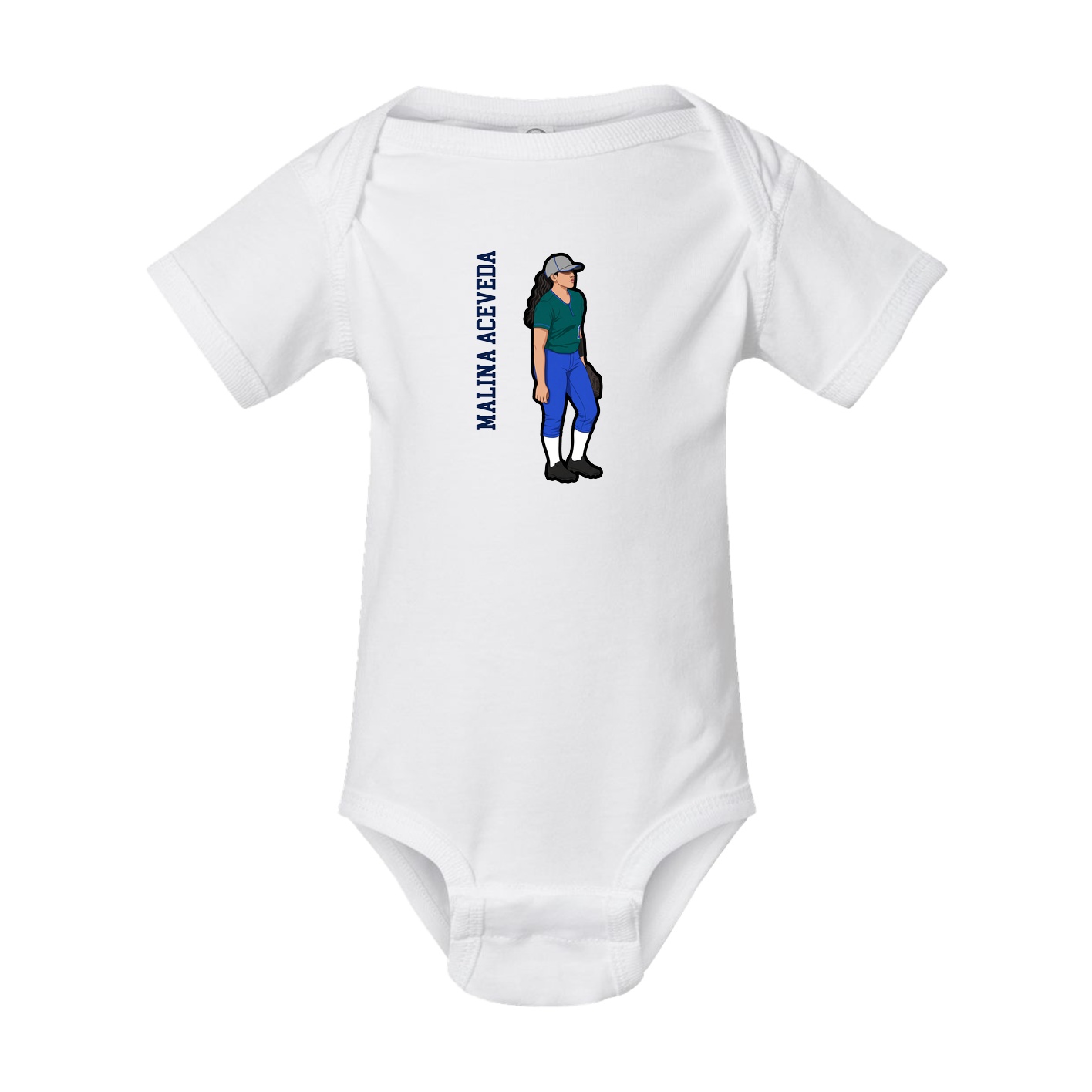 Baby Onesie — Name Vertical in White