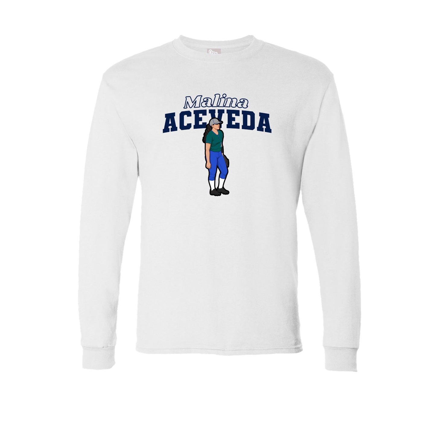 Long Sleeve Tee — Name Arch in White