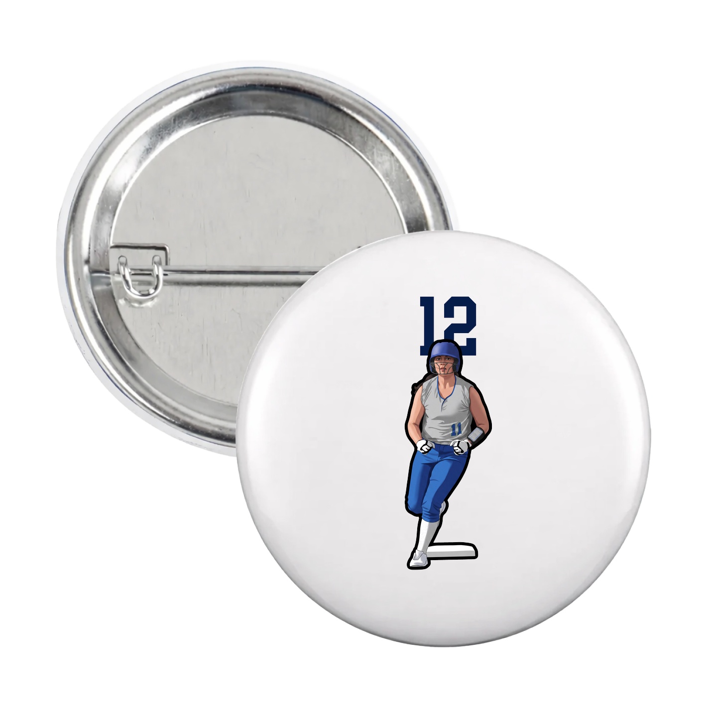 Game Day Button — Number Top in White