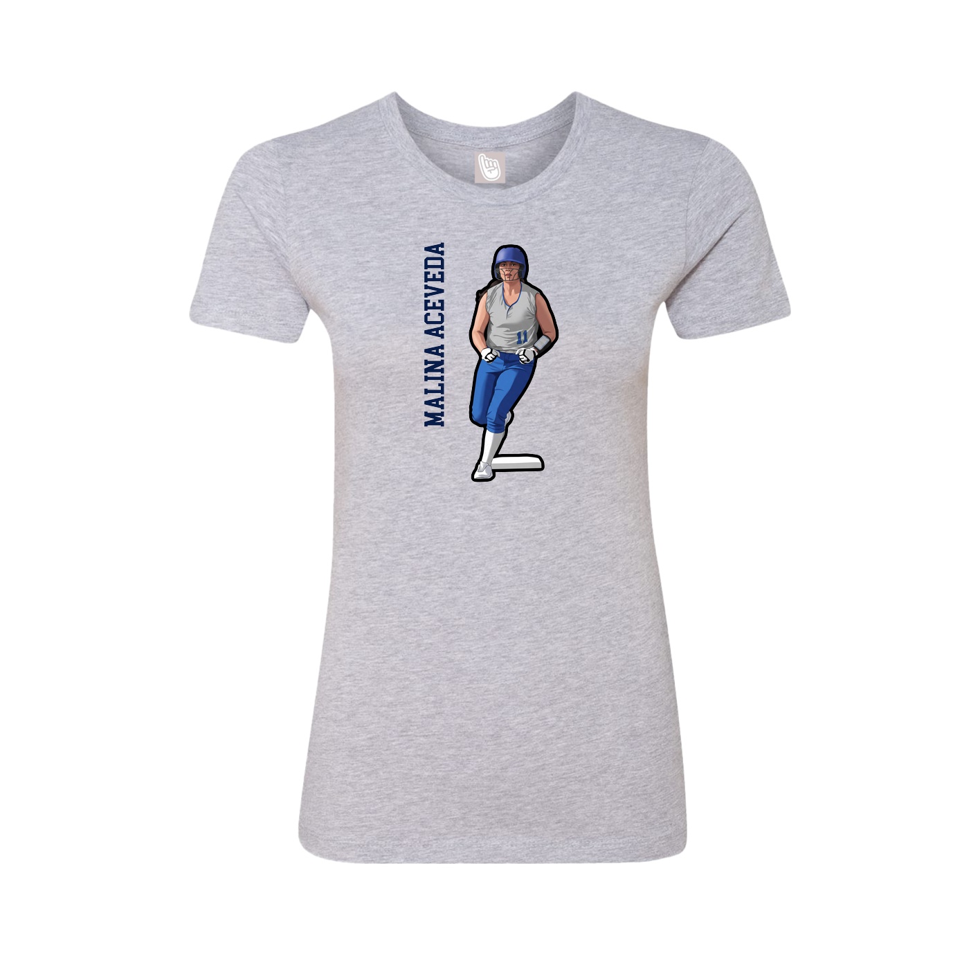 Fitted Women's Tee — Name Vertical in Grey