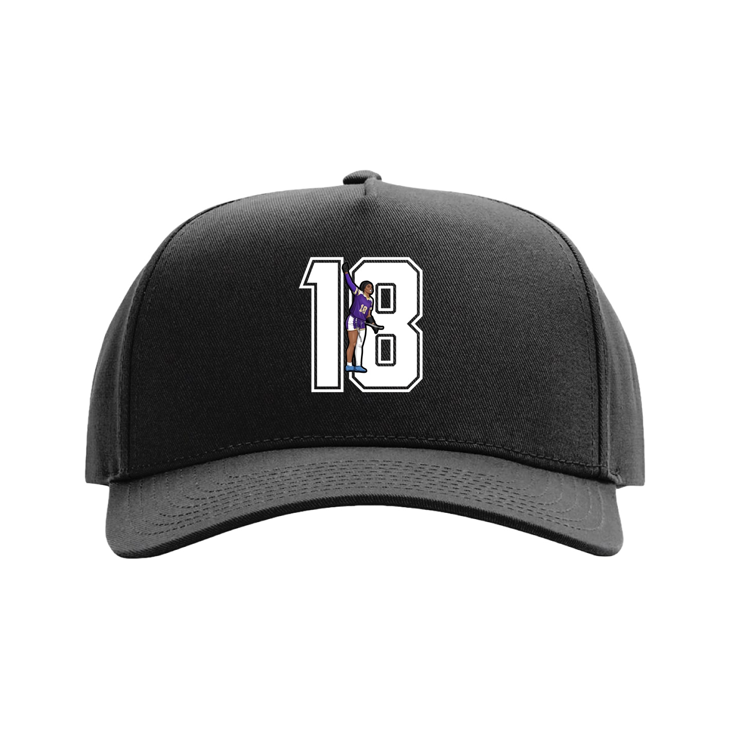 Full Fabric Five-Panel Champ Cap — Number in Black
