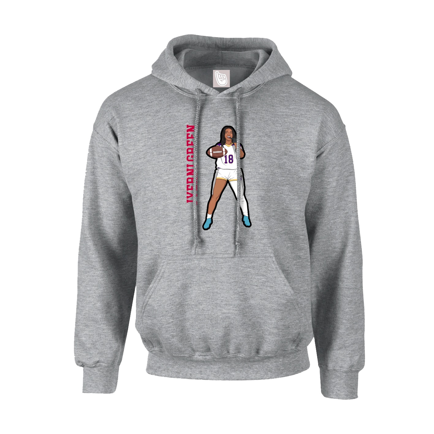Youth Hoodie — Name Vertical in Grey