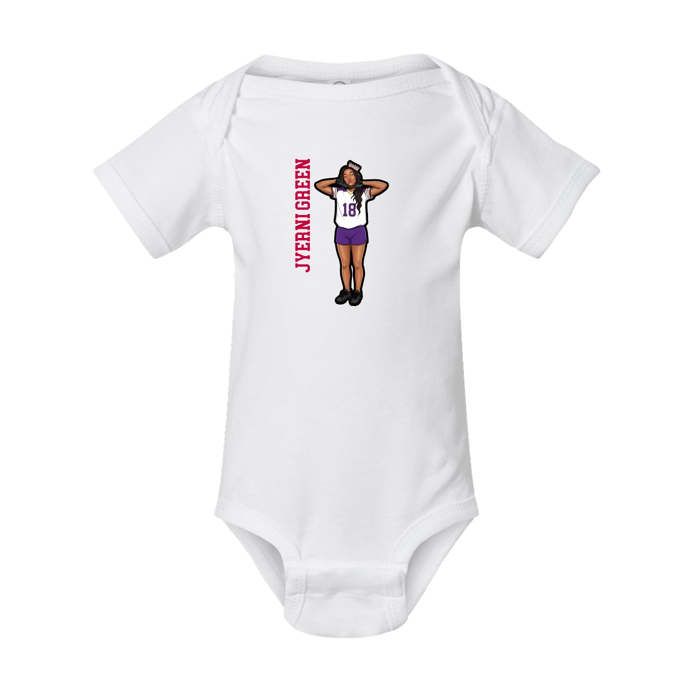 Baby Onesie — Name Vertical in White