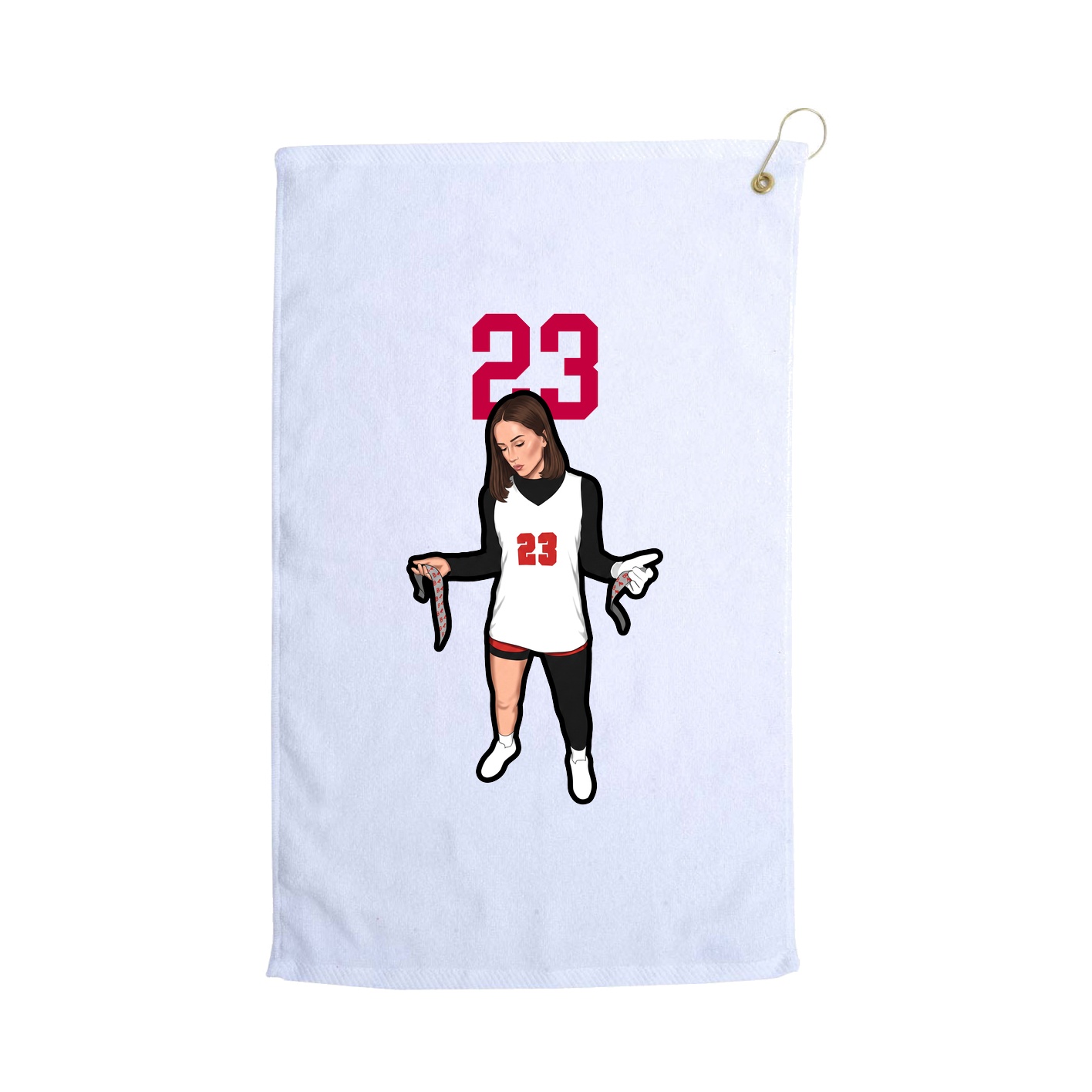 Golf Towel — Number Top in White