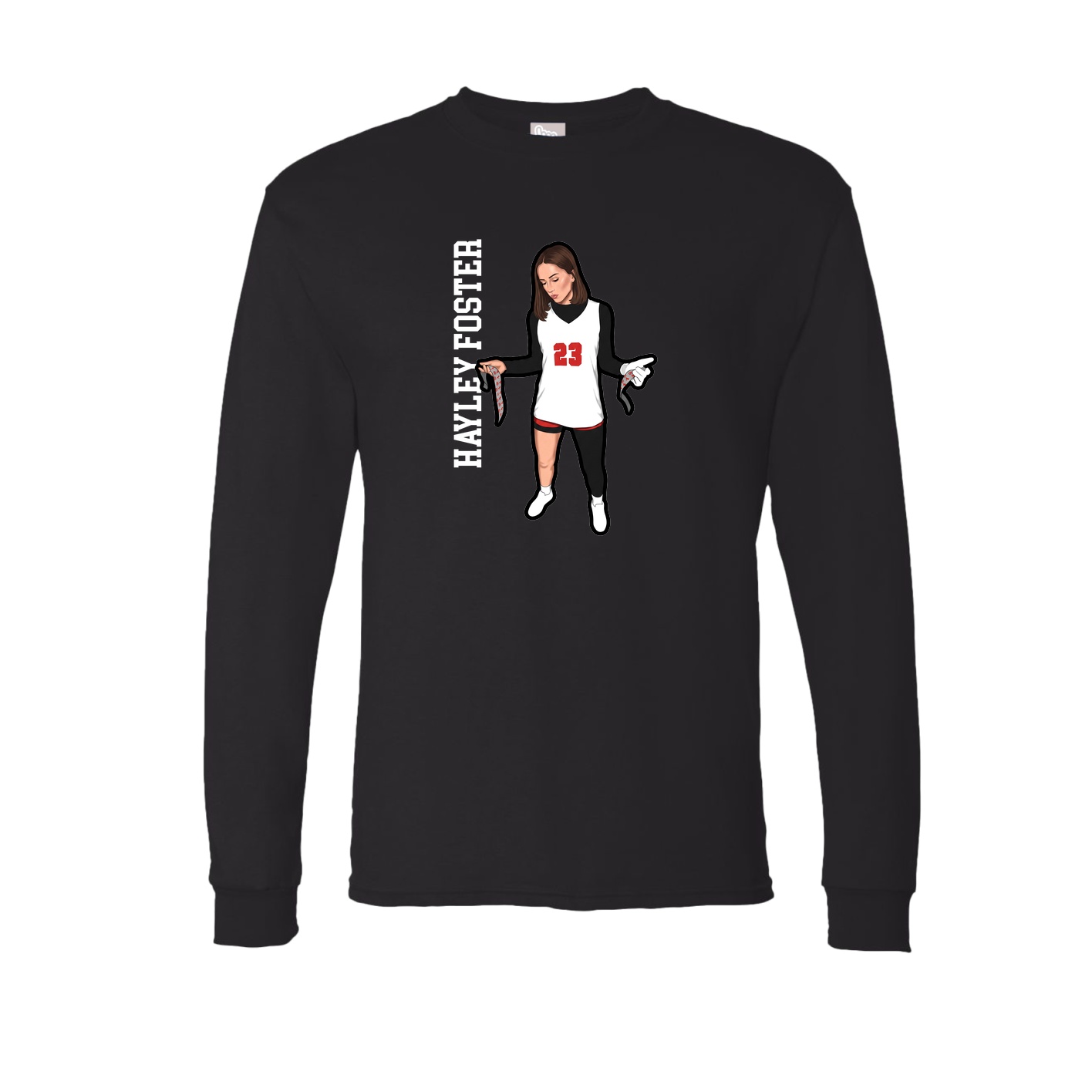 Long Sleeve Tee — Name Vertical in Black