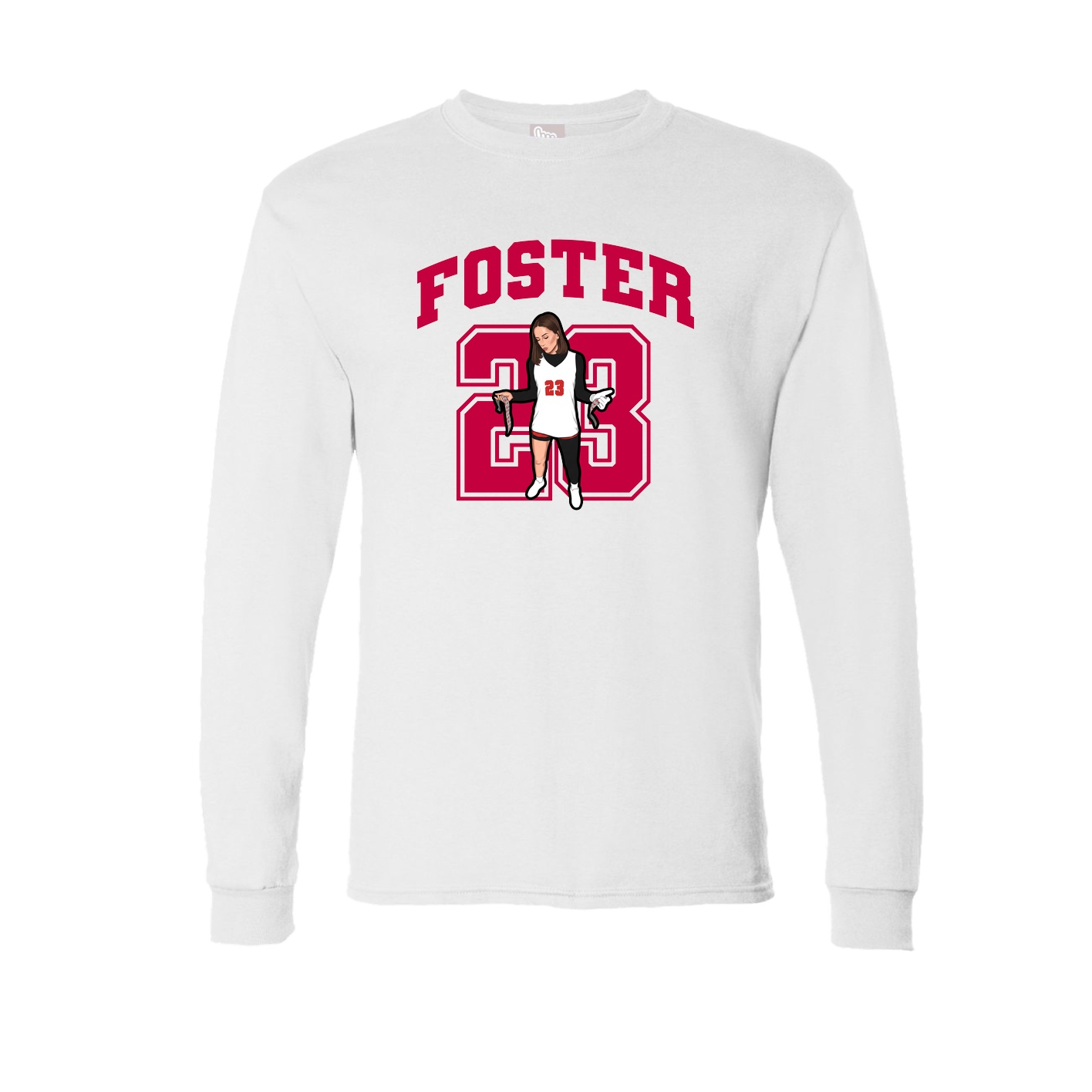 Long Sleeve Tee — Number in White