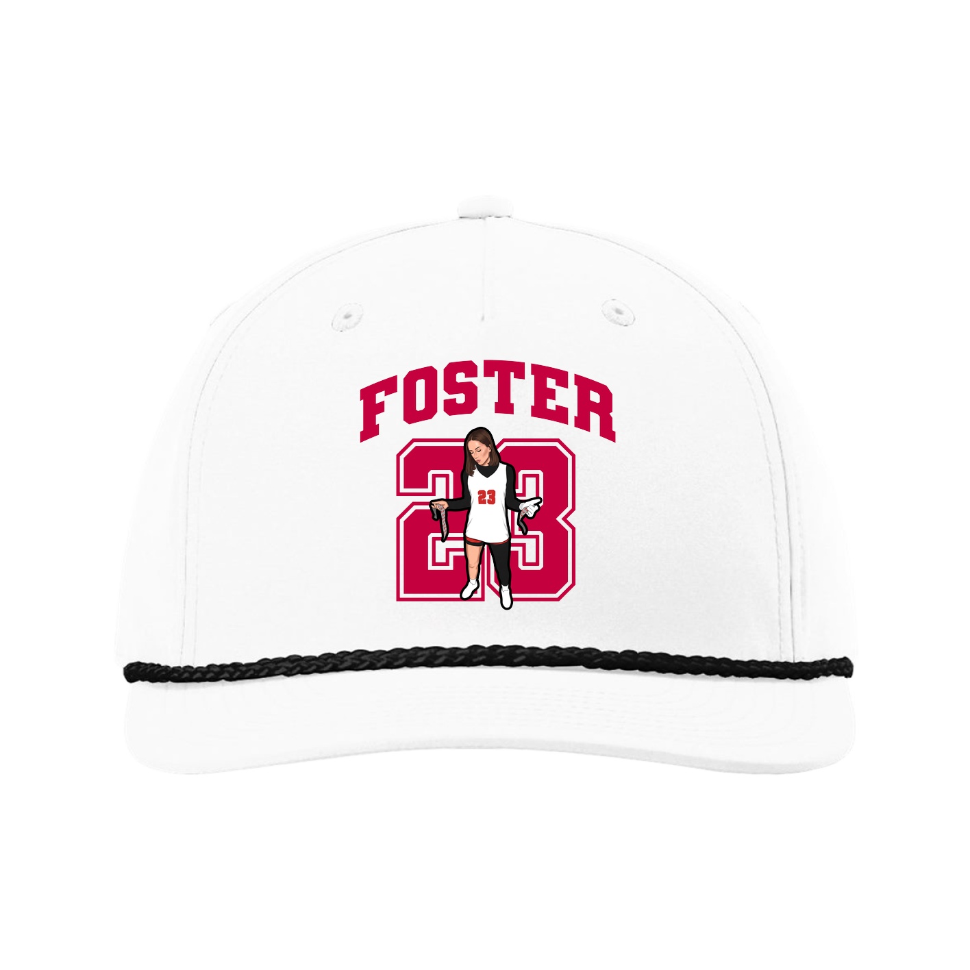Five-Panel Classic Rope Cap — Number in White
