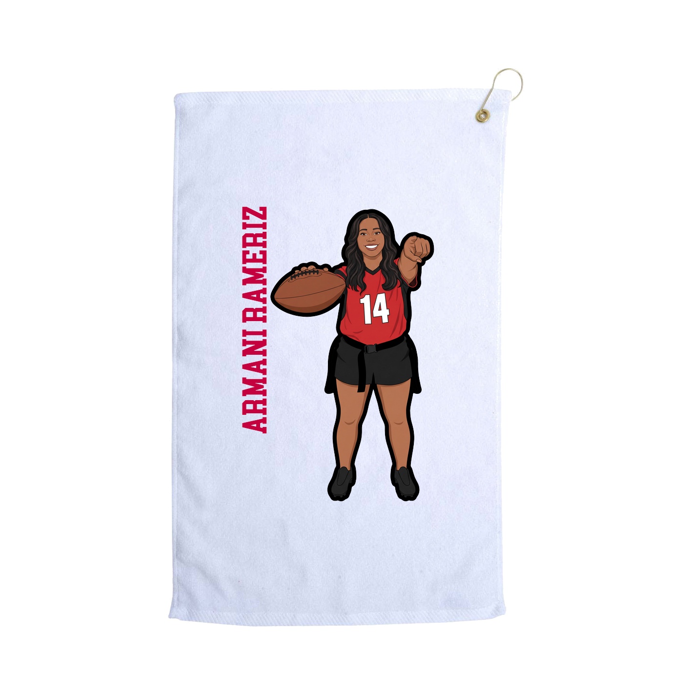 Golf Towel — Name Vertical in White