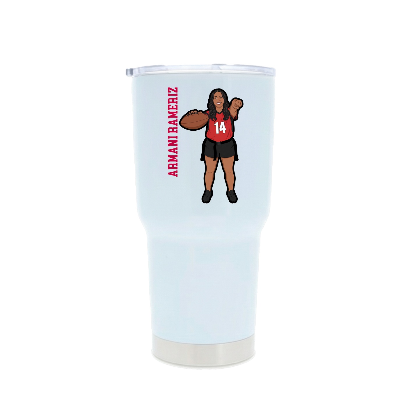30oz Stainless Steel Tumbler — Name Vertical in White