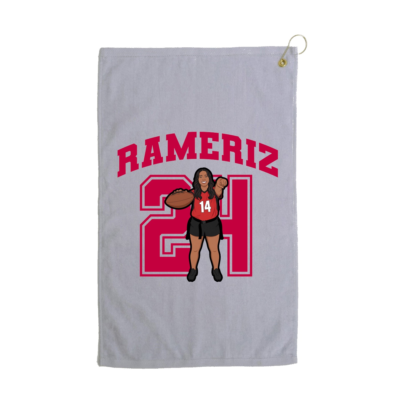 Golf Towel — Number in Grey