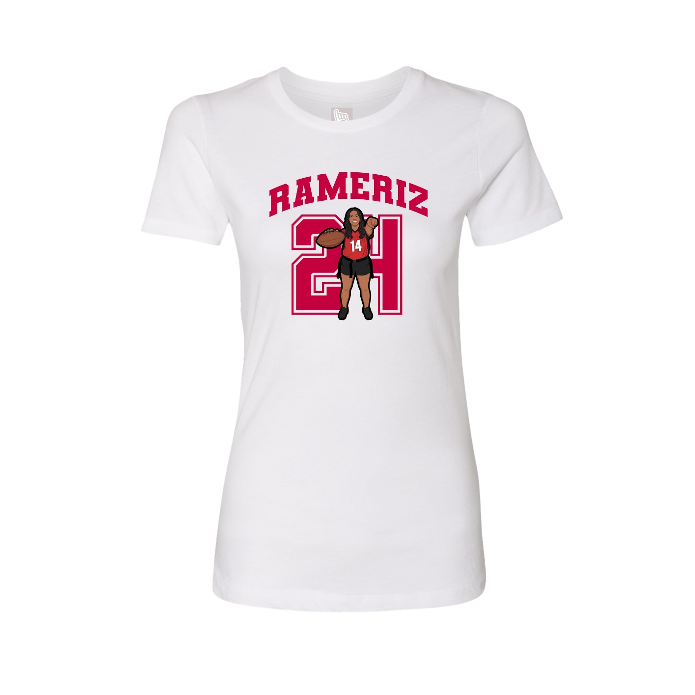Fitted Women's Tee — Number in White