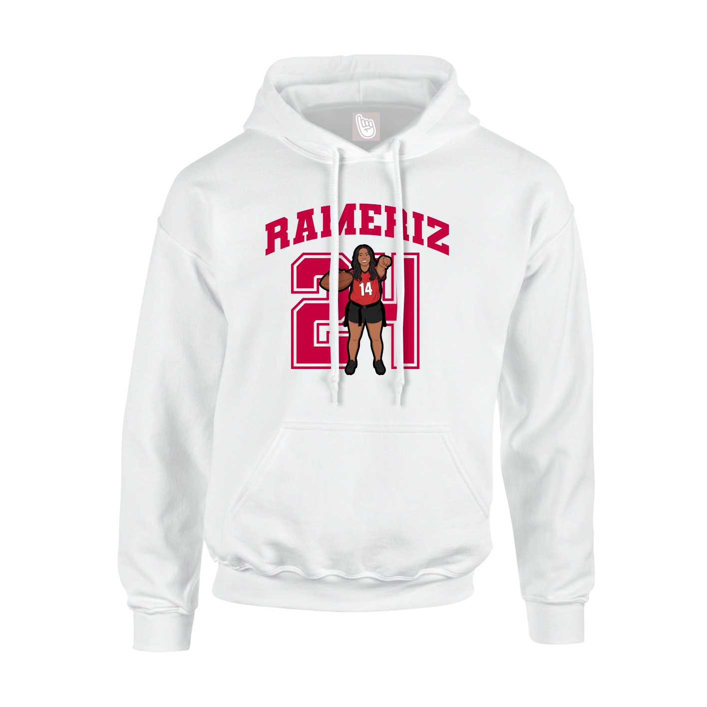 Youth Hoodie — Number in White