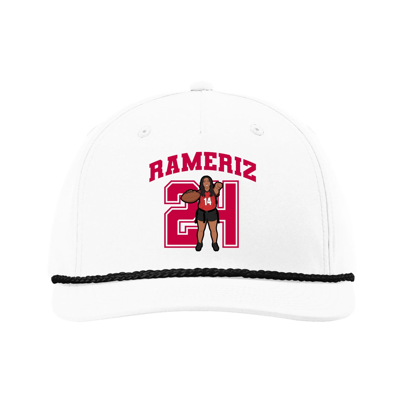 Five-Panel Classic Rope Cap — Number in White