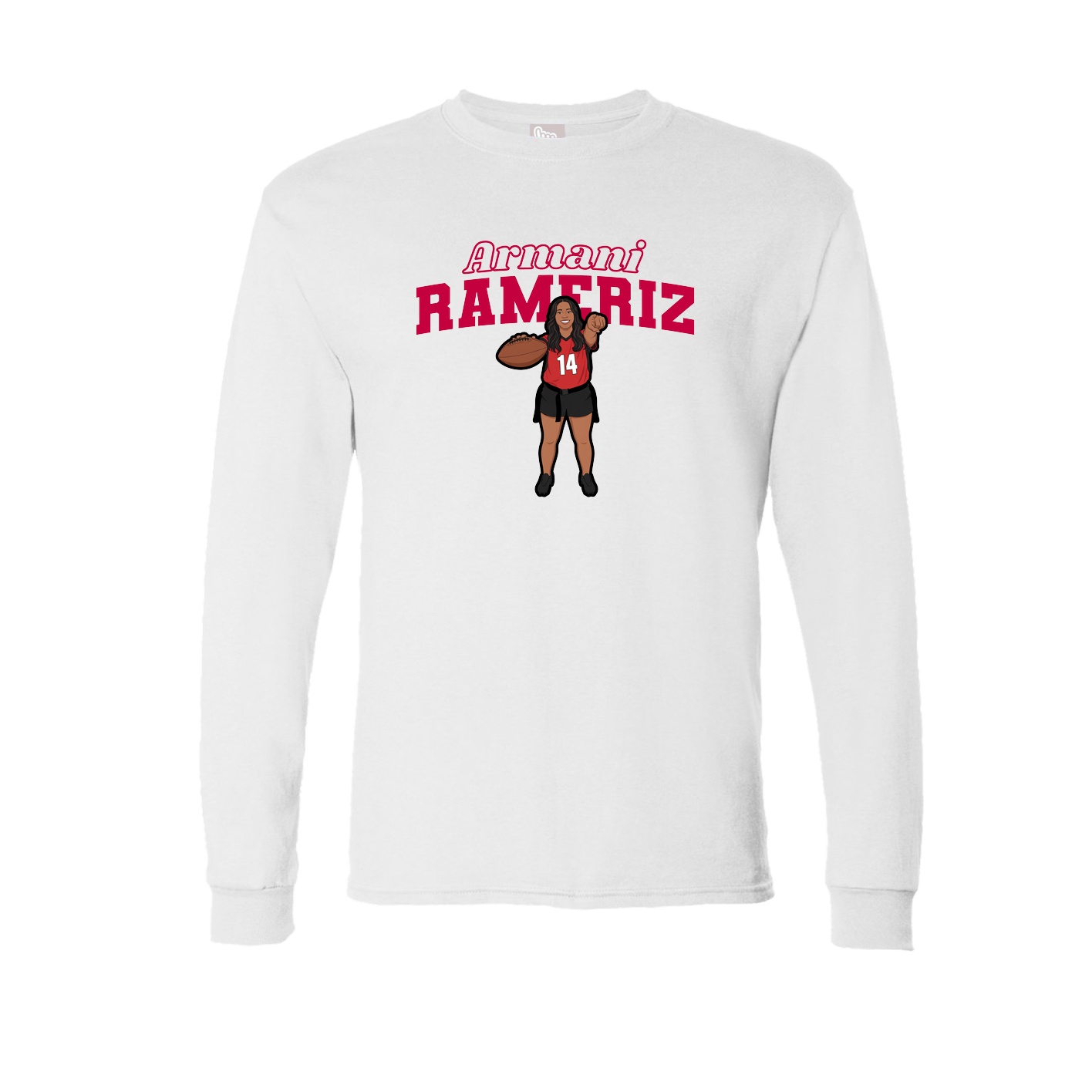 Long Sleeve Tee — Name Arch in White