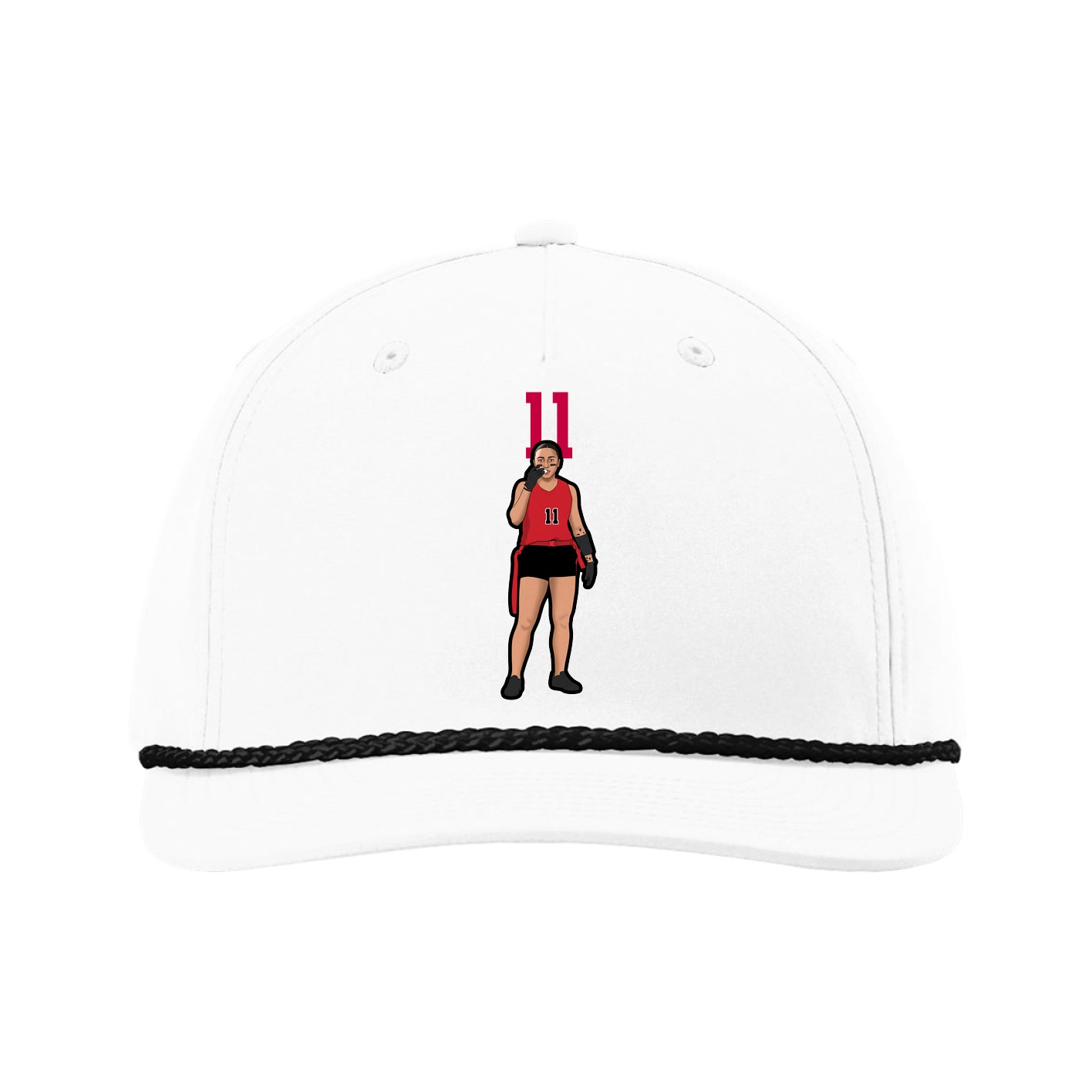 Five-Panel Classic Rope Cap — Number Top in White