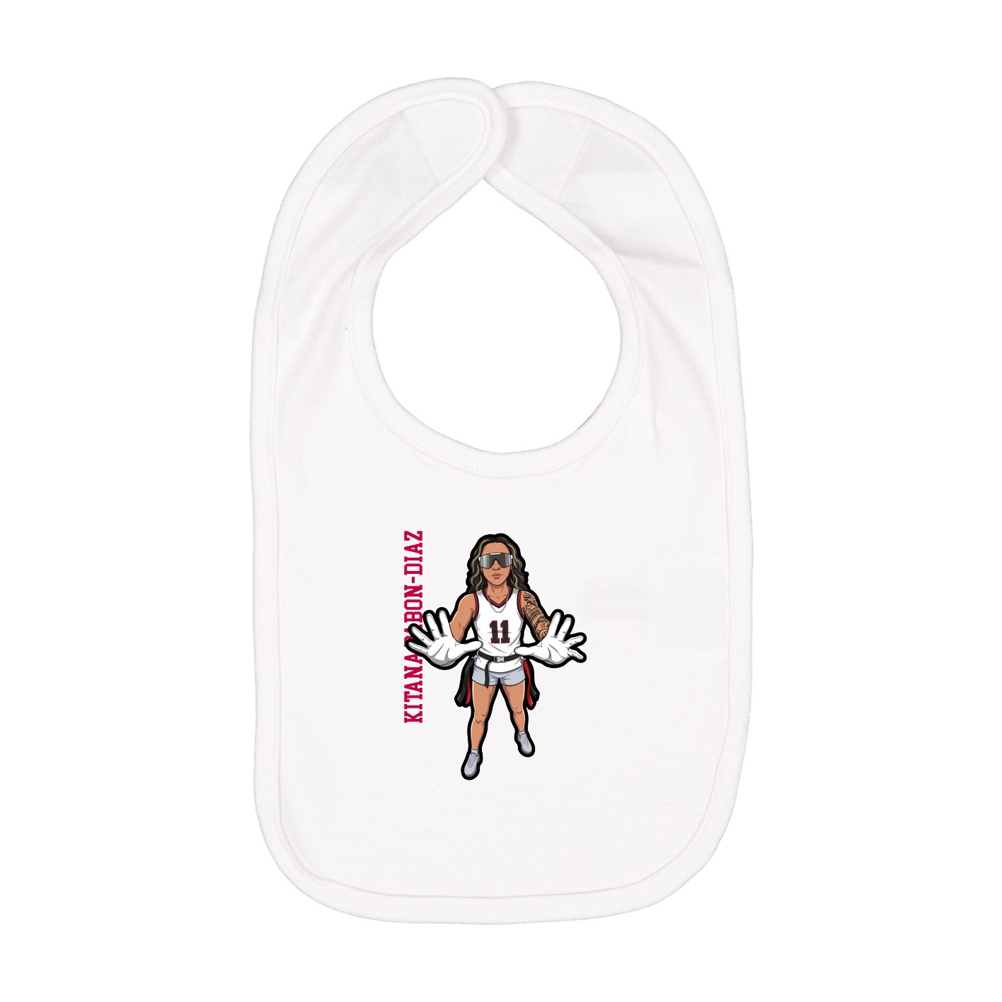 Infant Bib — Name Vertical in White