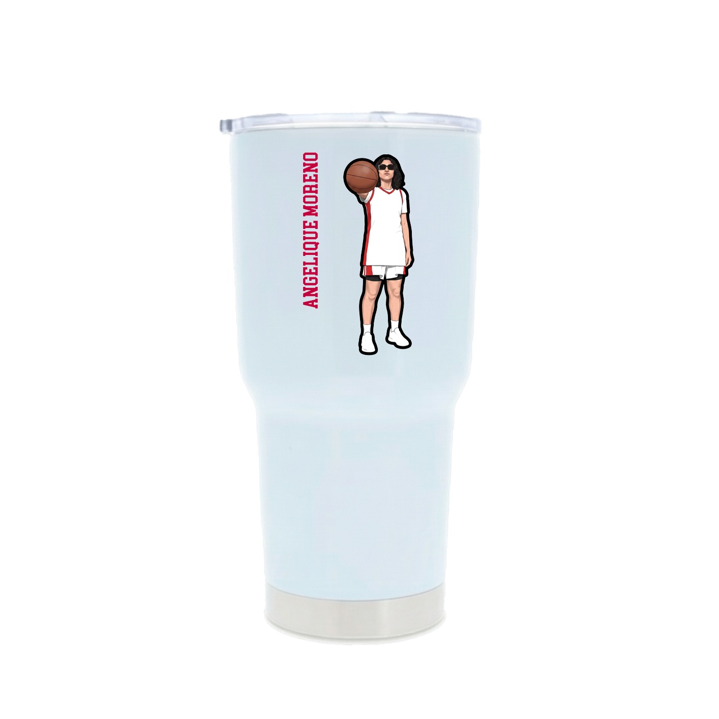 30oz Stainless Steel Tumbler — Name Vertical in White
