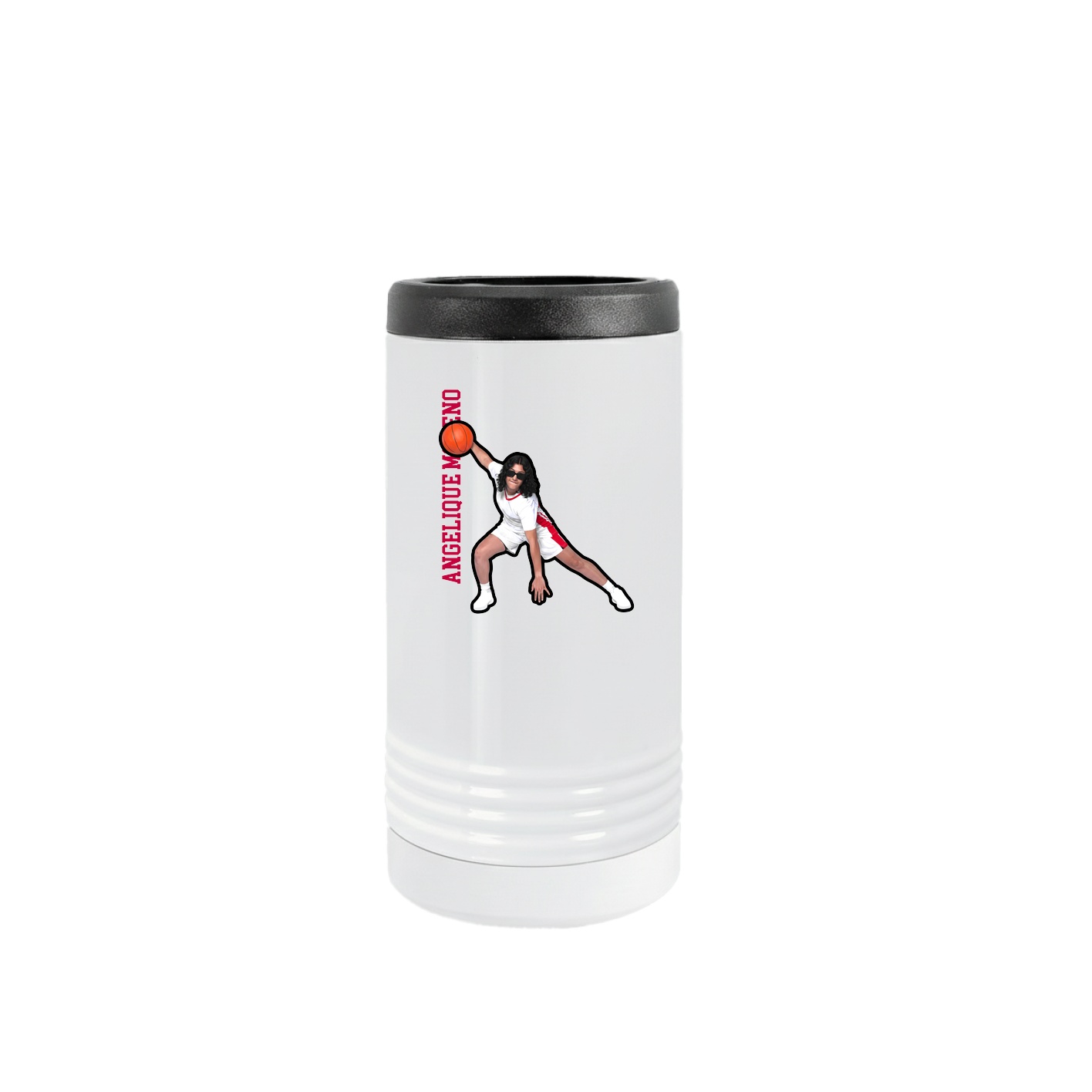 Slim Beverage Holder — Name Vertical in White