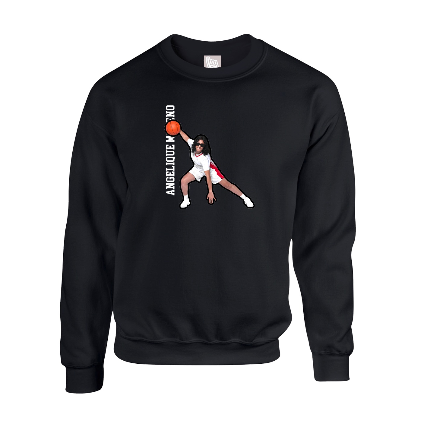 Fleece Crew — Name Vertical in Black