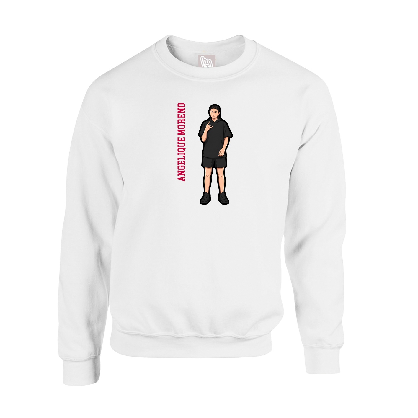 Fleece Crew — Name Vertical in White