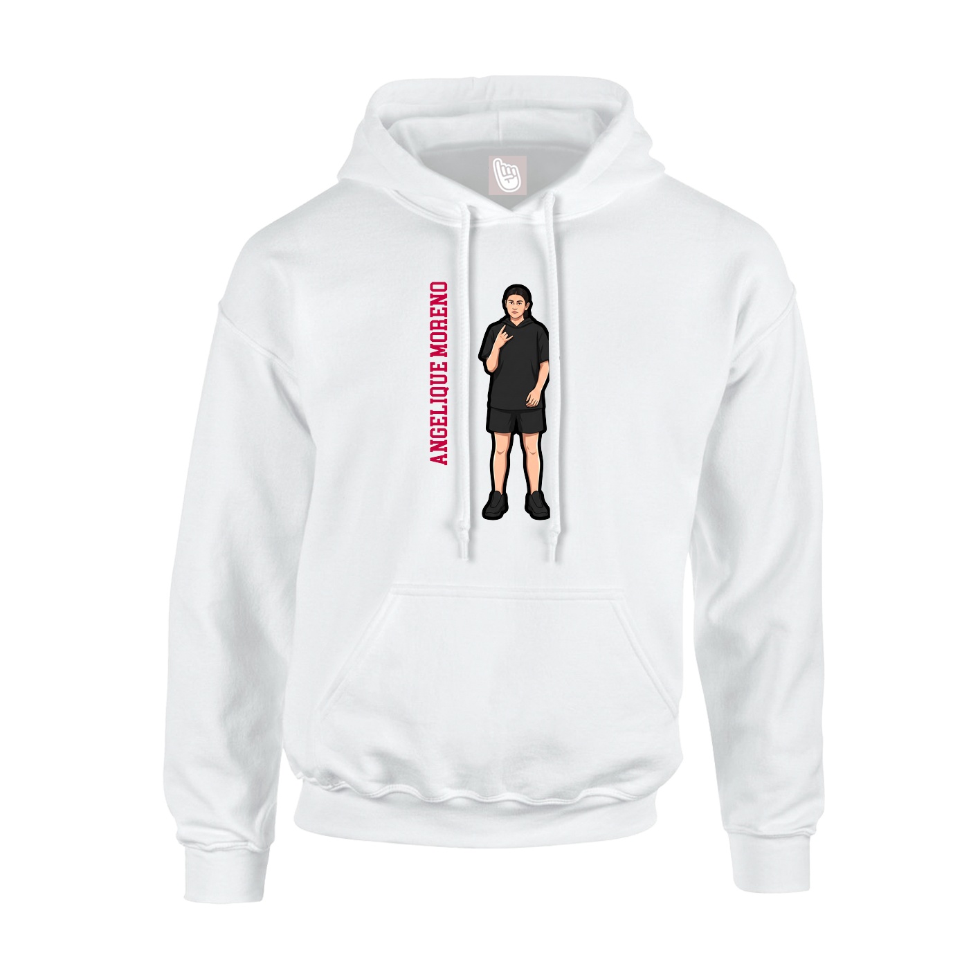 Youth Hoodie — Name Vertical in White
