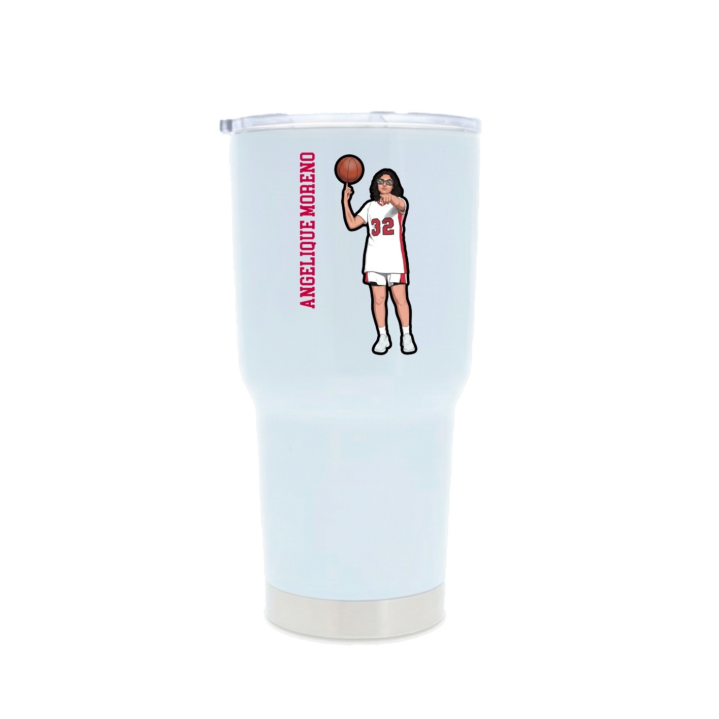 30oz Stainless Steel Tumbler — Name Vertical in White