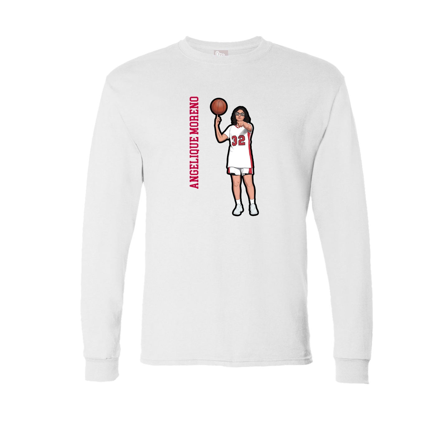 Long Sleeve Tee — Name Vertical in White