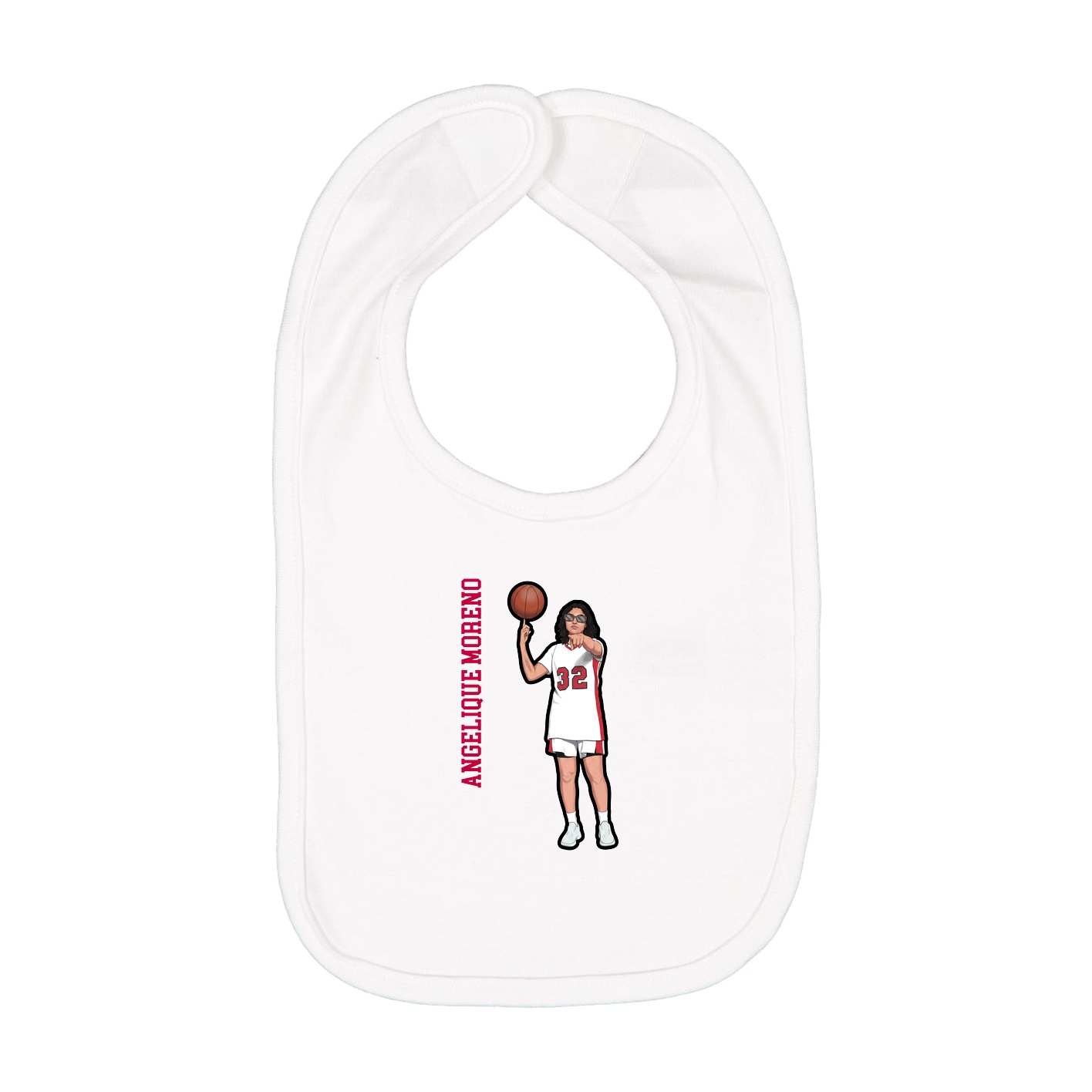 Infant Bib — Name Vertical in White