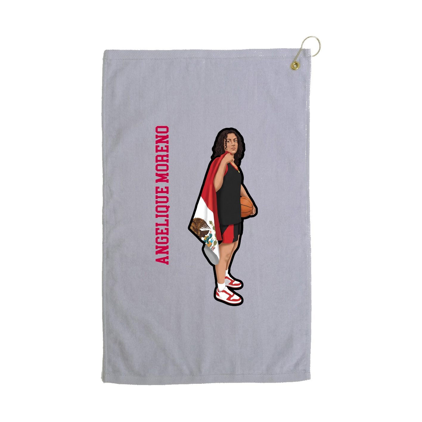 Golf Towel — Name Vertical in Grey