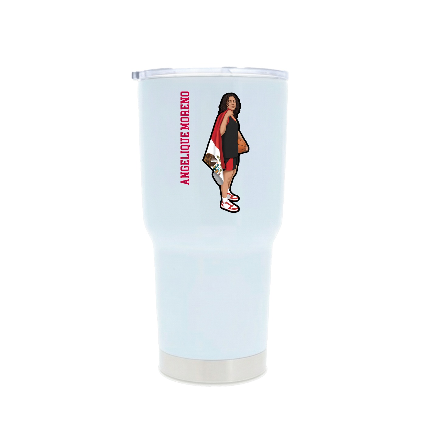 30oz Stainless Steel Tumbler — Name Vertical in White