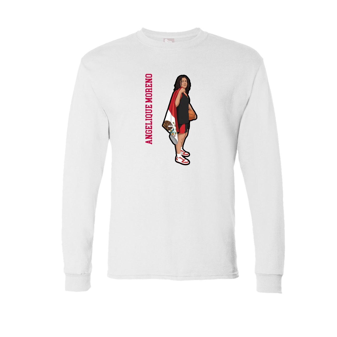 Long Sleeve Tee — Name Vertical in White