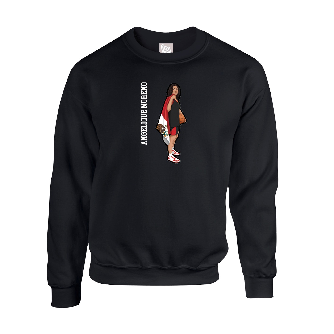 Fleece Crew — Name Vertical in Black