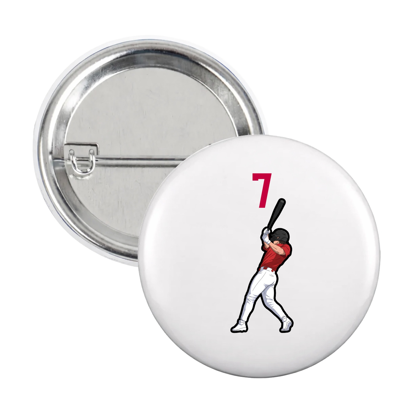 Game Day Button — Number Top in White