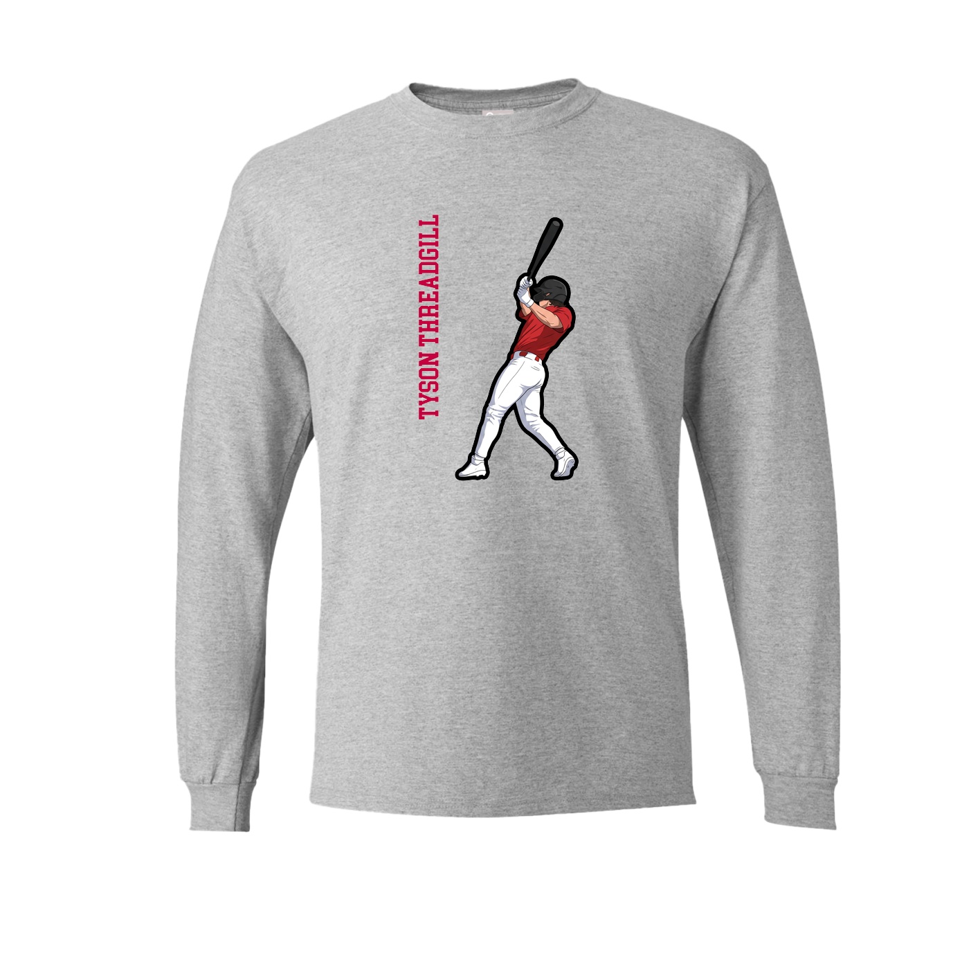 Long Sleeve Tee — Name Vertical in Grey