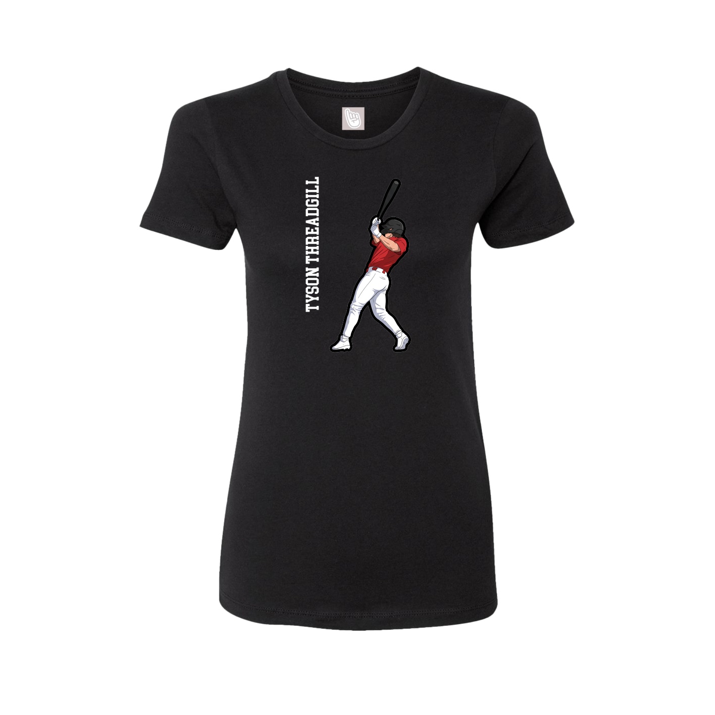 Fitted Women's Tee — Name Vertical in Black