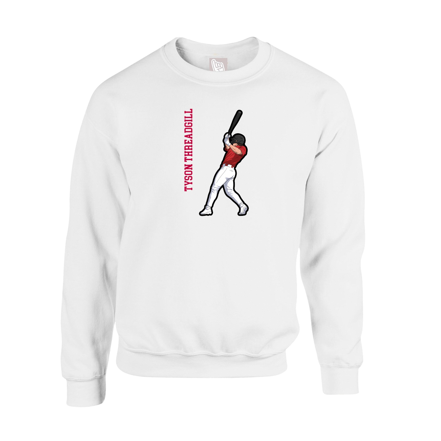 Fleece Crew — Name Vertical in White