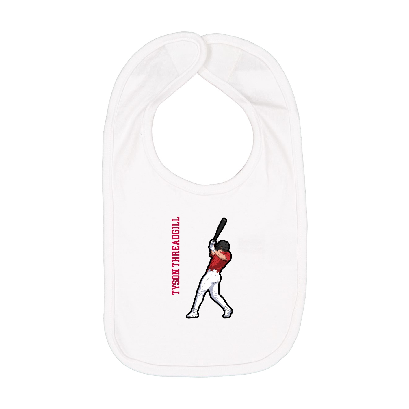 Infant Bib — Name Vertical in White