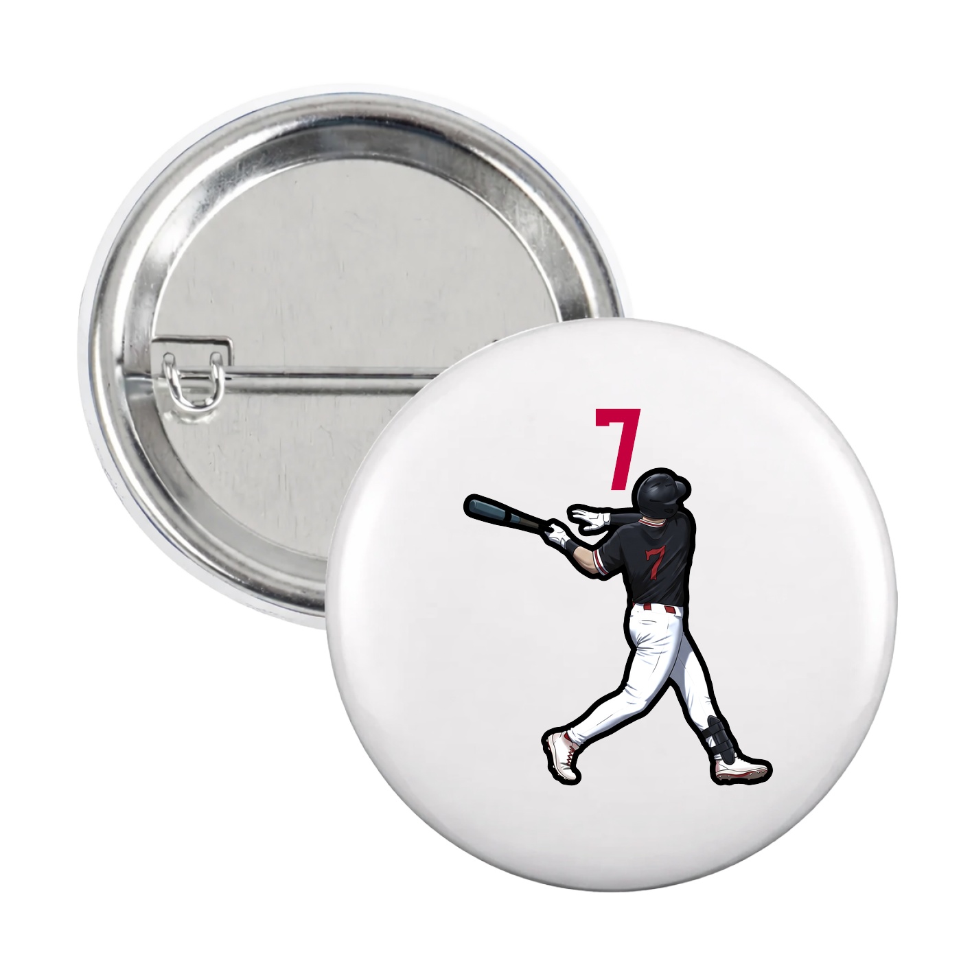 Game Day Button — Number Top in White