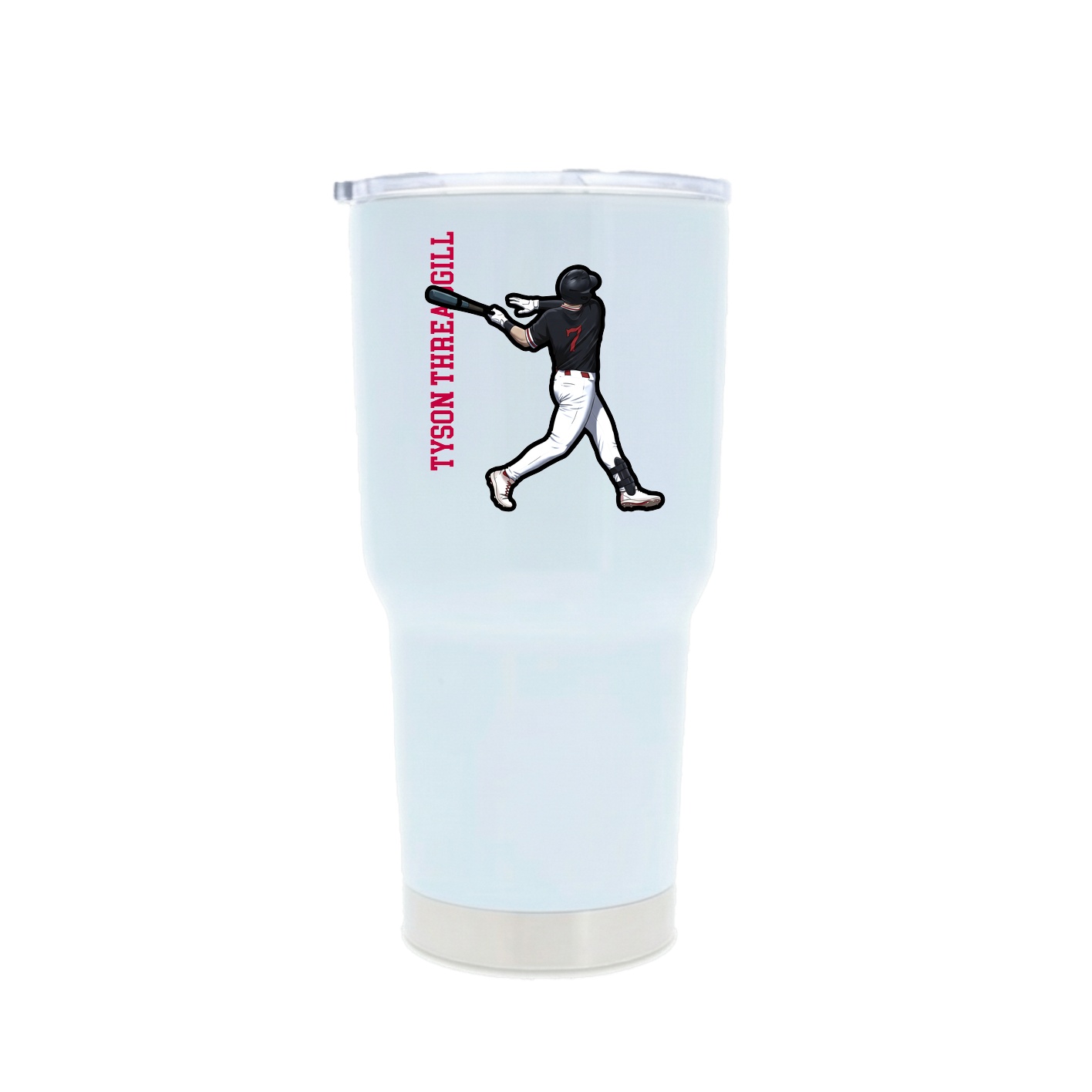 30oz Stainless Steel Tumbler — Name Vertical in White