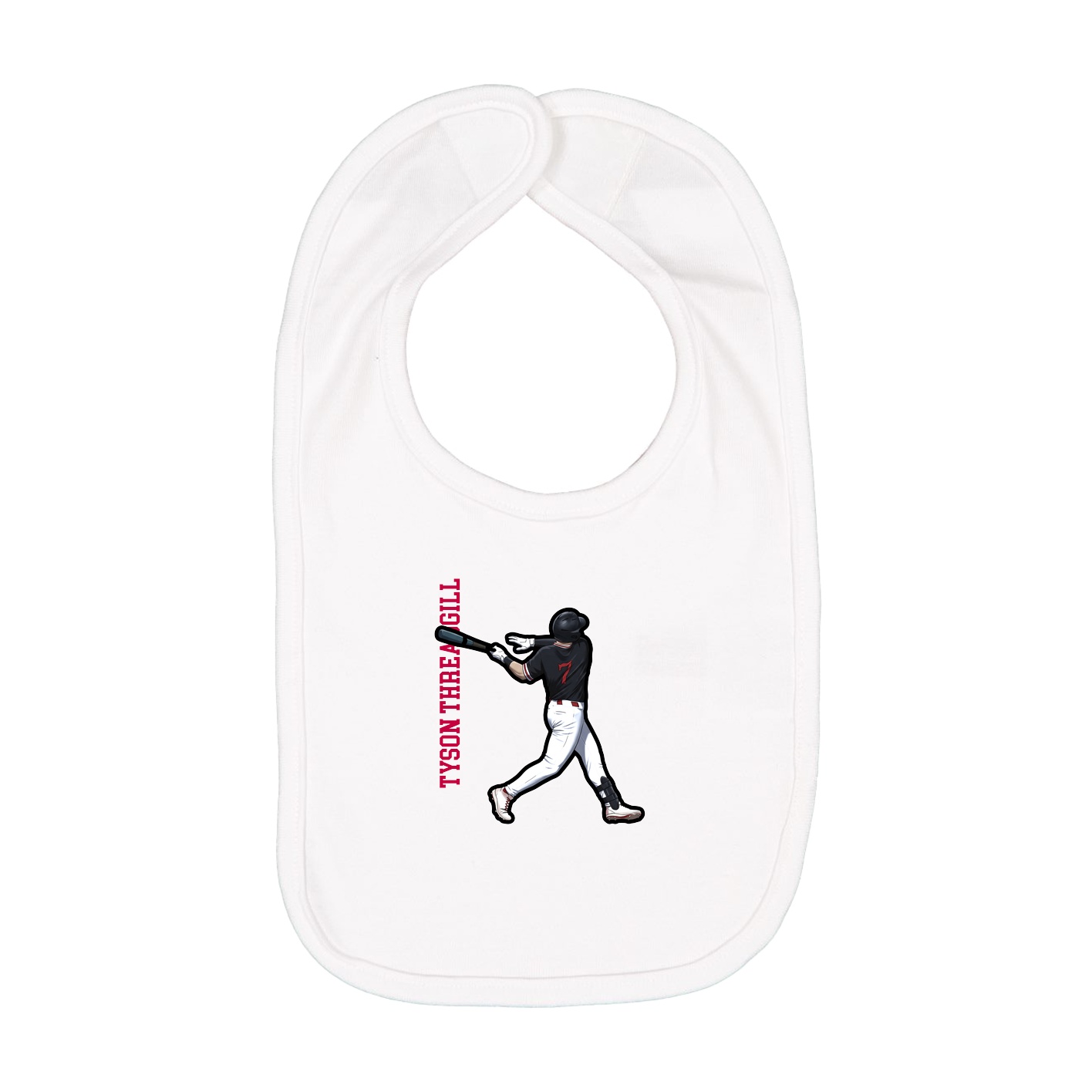 Infant Bib — Name Vertical in White