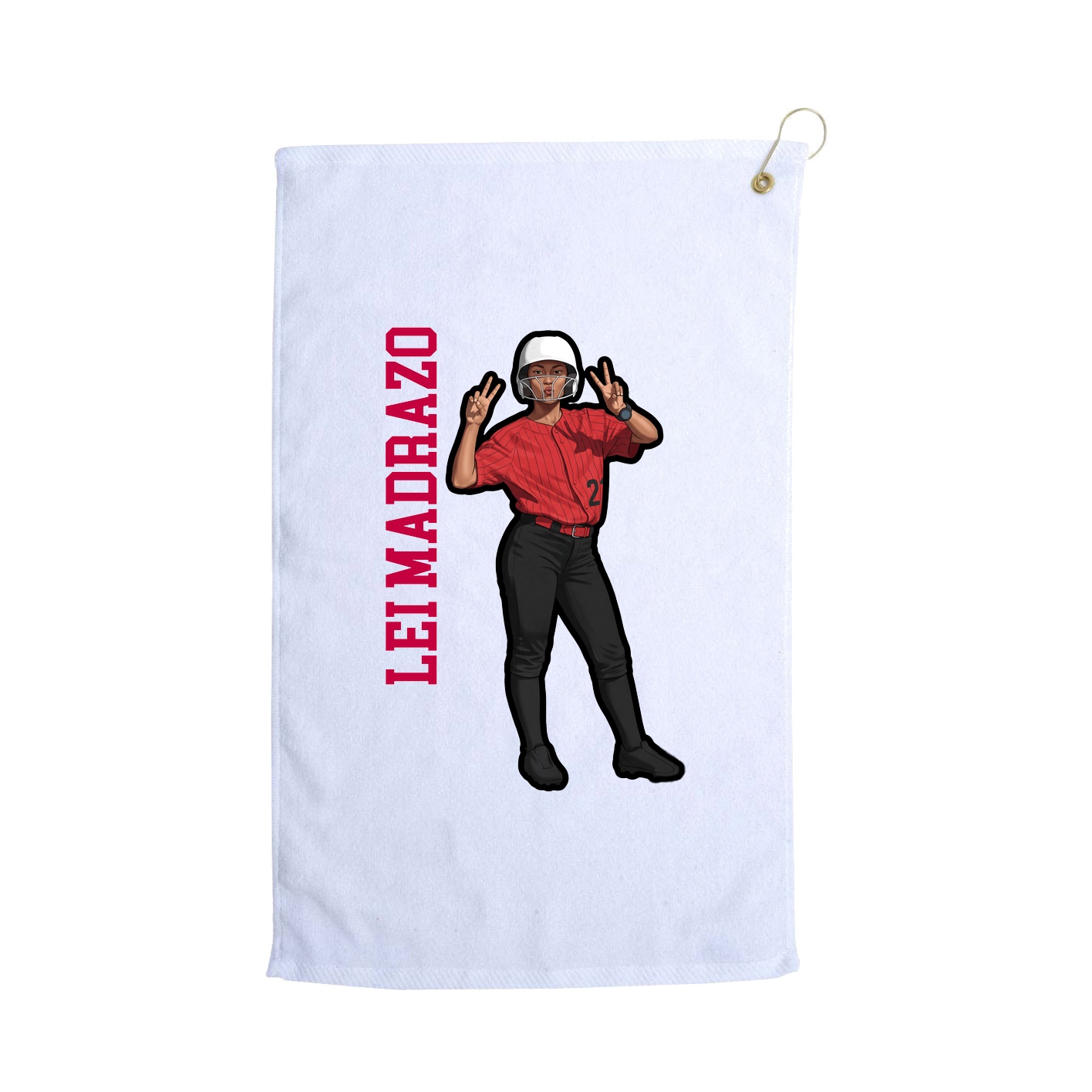 Golf Towel — Name Vertical in White