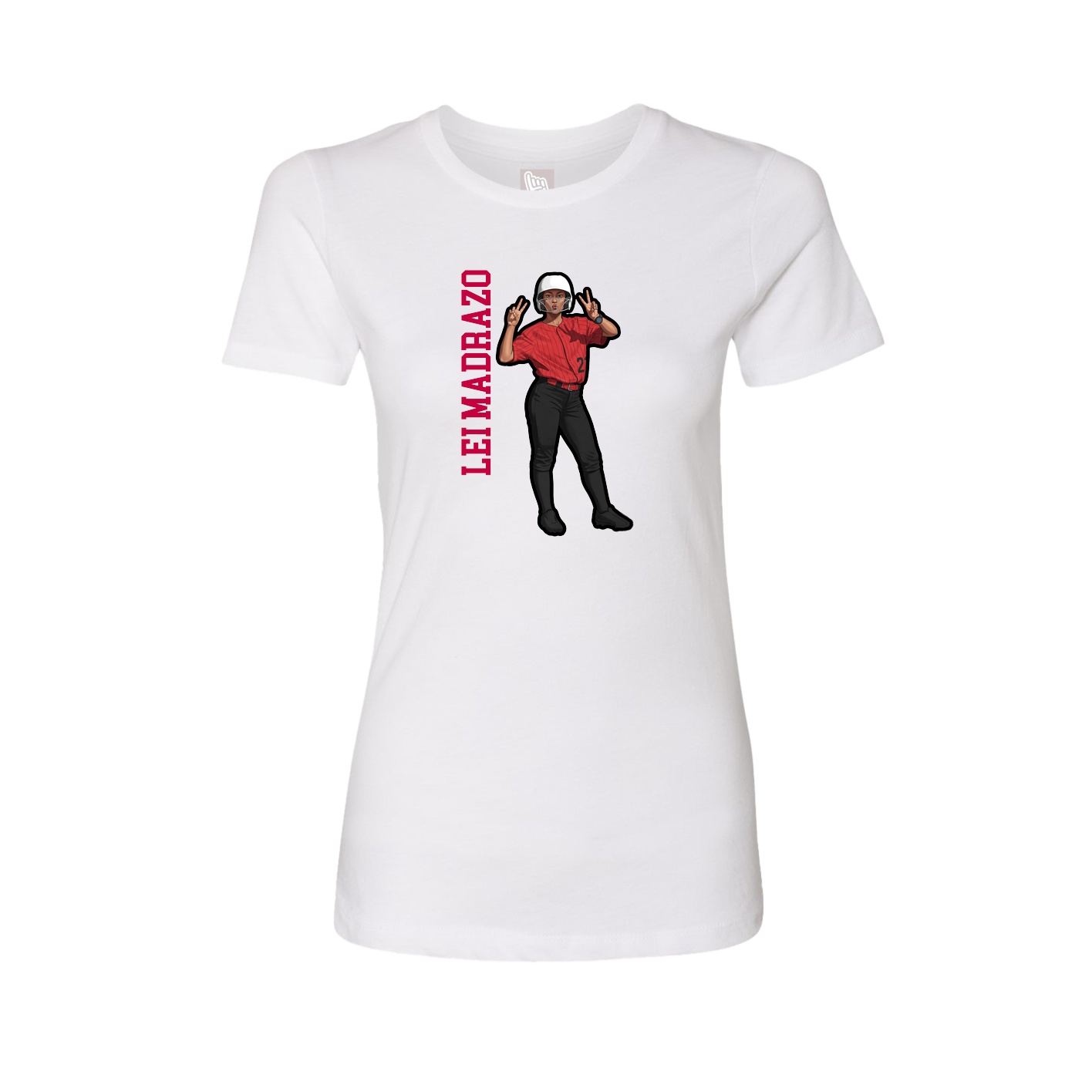 Fitted Women's Tee — Name Vertical in White