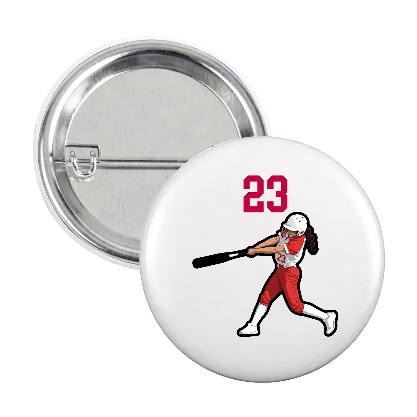 Game Day Button — Number Top in White