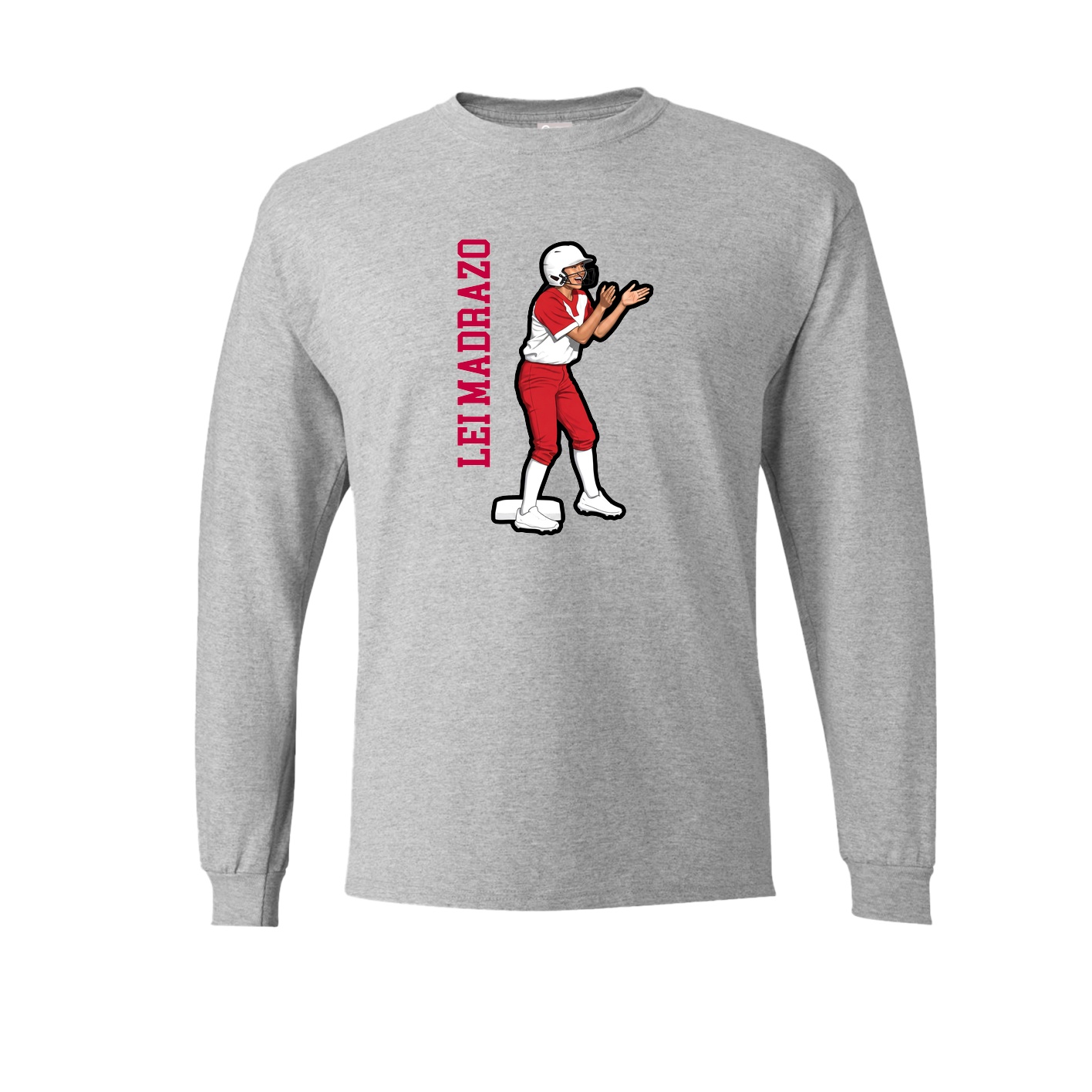 Long Sleeve Tee — Name Vertical in Grey