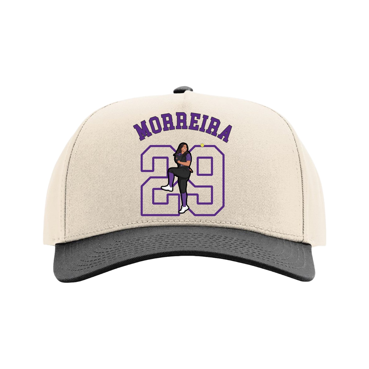 Full Fabric Five-Panel Champ Cap — Shirsey Arch in Cream/Black